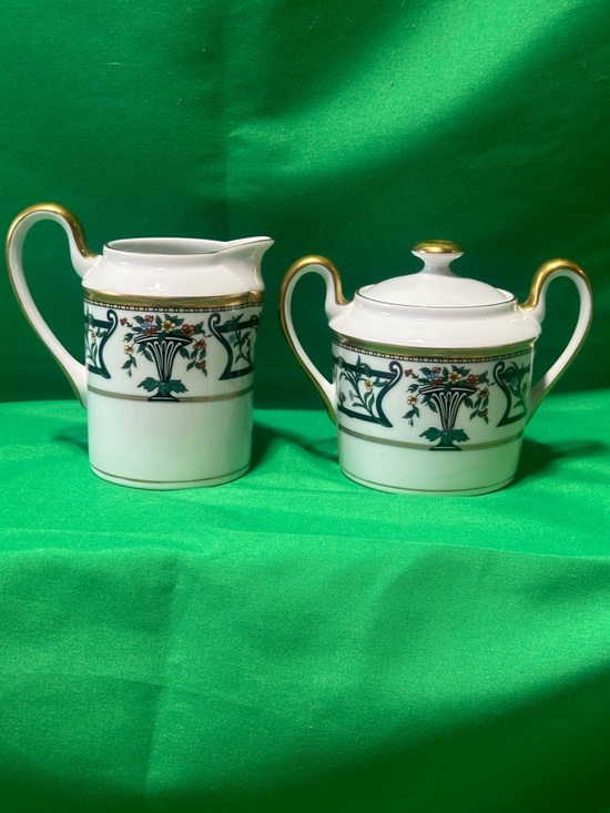 Dior Other - Christian Dior Florissant White Porcelain Gold Logo Sugar Bowl W/lid & Creamer